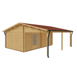 Garage in legno SINGOLO 3x6 con tettoia 3x6, 36 m²