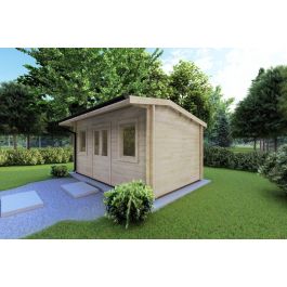 Casetta da giardino Azzurra 5x3, vista fronte laterale