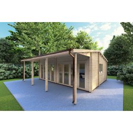 fronte lato_casa in legno con portico 35 m² Denise