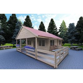 fronte lato_casa in legno Smeralda 6x6 con mezzanino calpestabile e terrazza