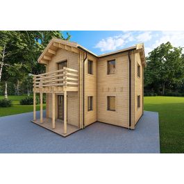 fronte lato_casa prefabbricata in legno a 2 piani Gilda