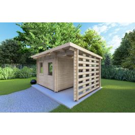 fronte lato dx_casetta da giardino Lisa 3x3 con legnaia