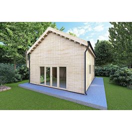 fronte lato_casa coibentata in legno con mezzanino Maggie